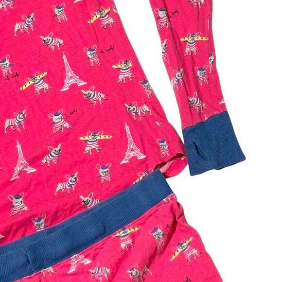 Dogs in Paris Pajama Set - Size L - Thumb Holes Long Sleeve Top with Shorts - Picture 13 of 15